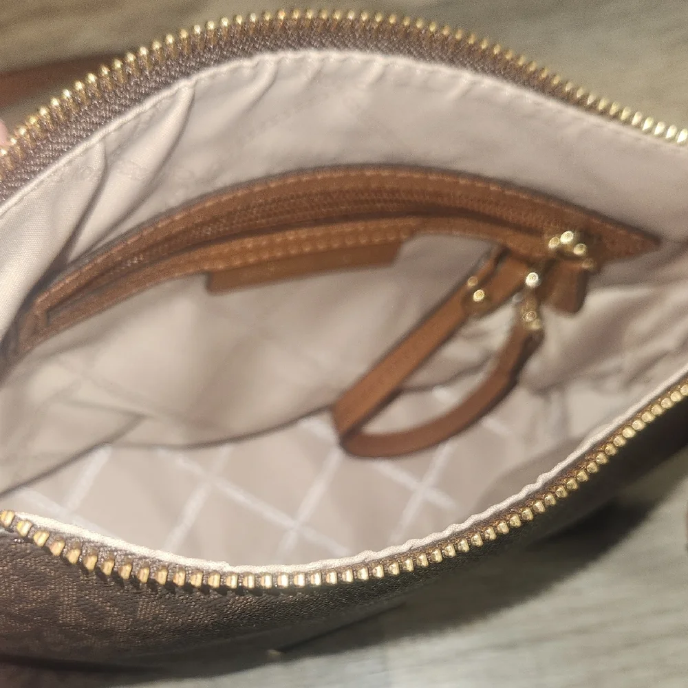 Michael Kors Dark Brown and Tan Crossbody Bag